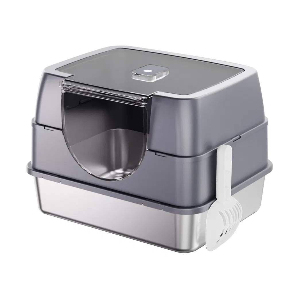 Fully Enclosed Stainless Steel Cat Litter Box White 2025 Top Pick Odor Lock - Image 2