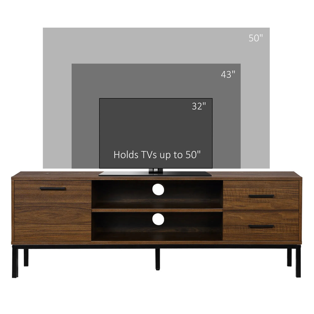 TV Stand for TV up to 50 Inches TV Cabinet with Door Open Storage and - Image 2