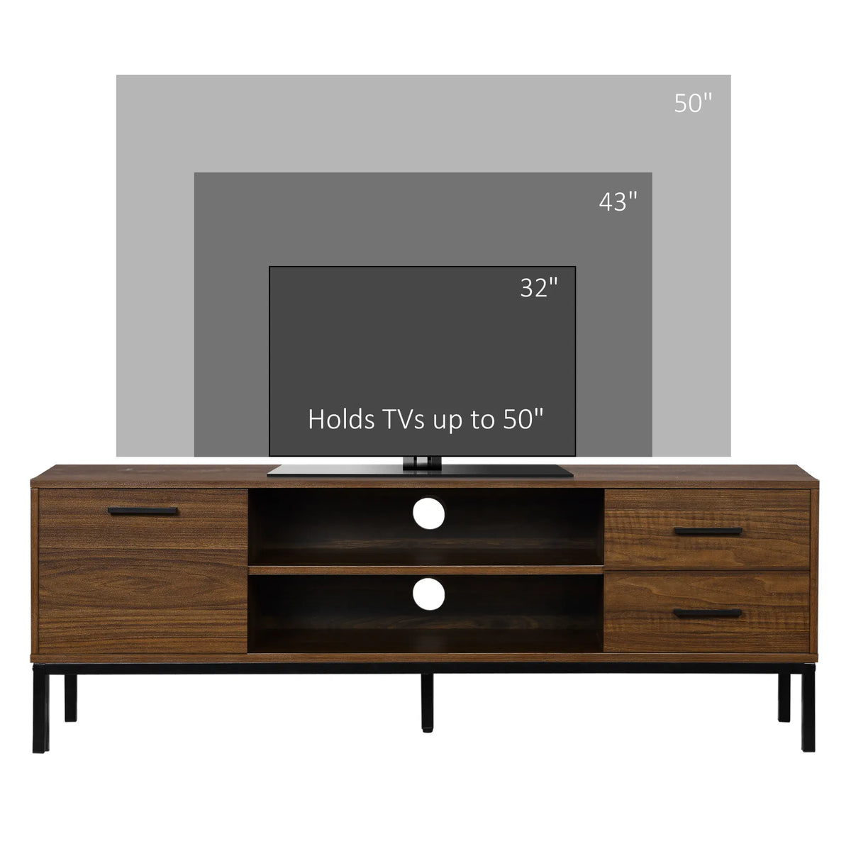 TV Stand for TV up to 50 Inches TV Cabinet with Door Open Storage and - Image 2