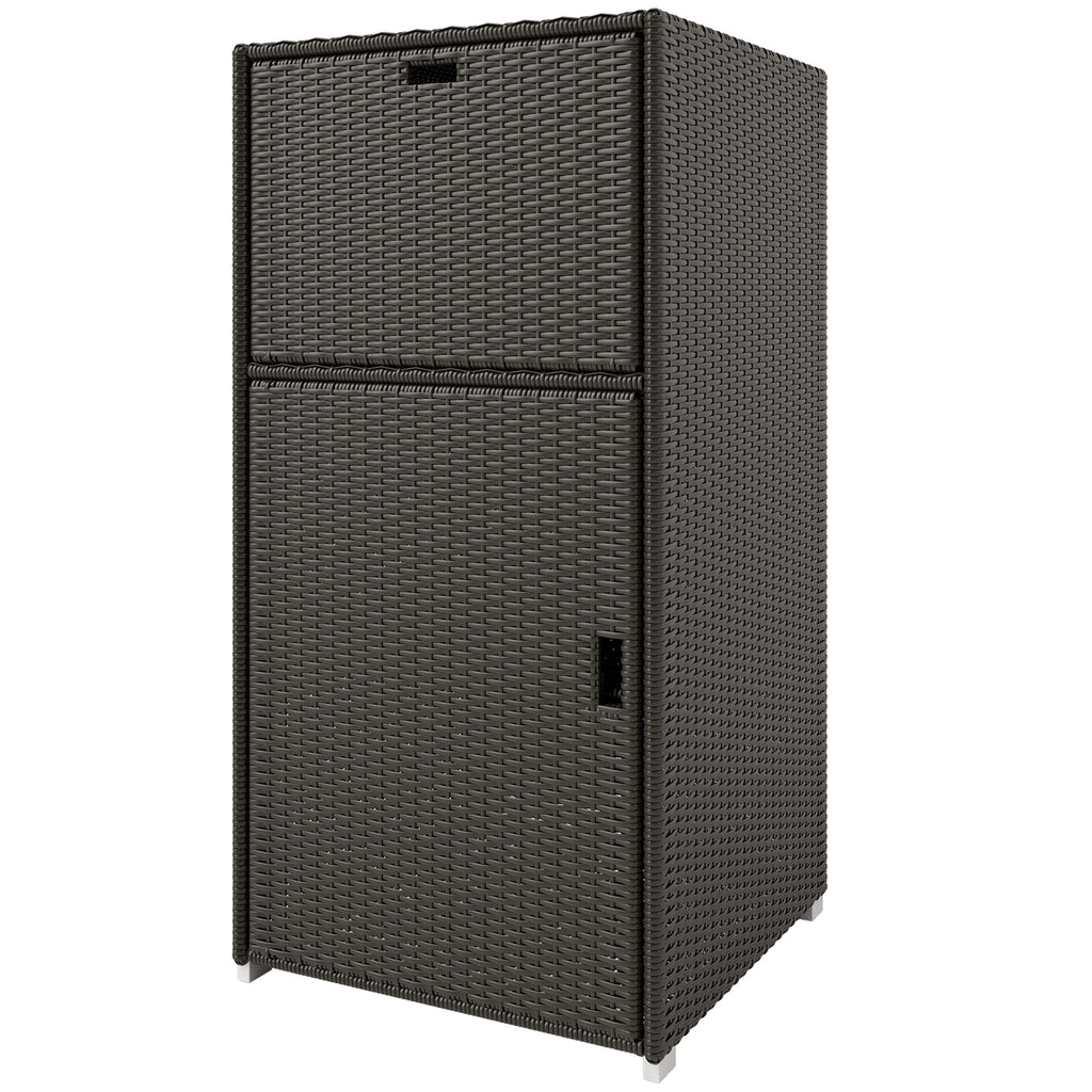 Outdoor Towel Rack For Pool W Drawer & Cabinet Dark Brown - Image 3