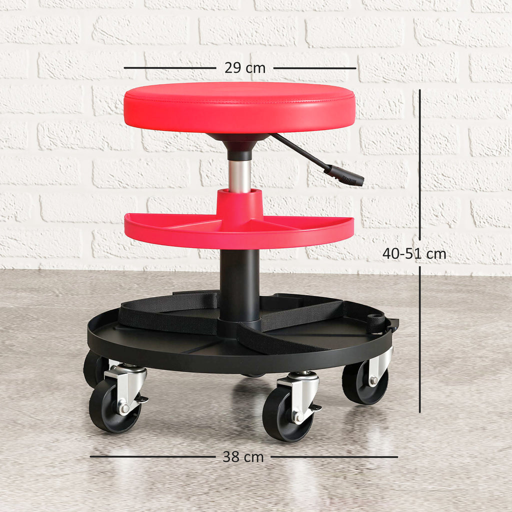 Rolling Mechanic Stool 135kg Capacity Workshop Stool 360° Swivel Roller - Image 4