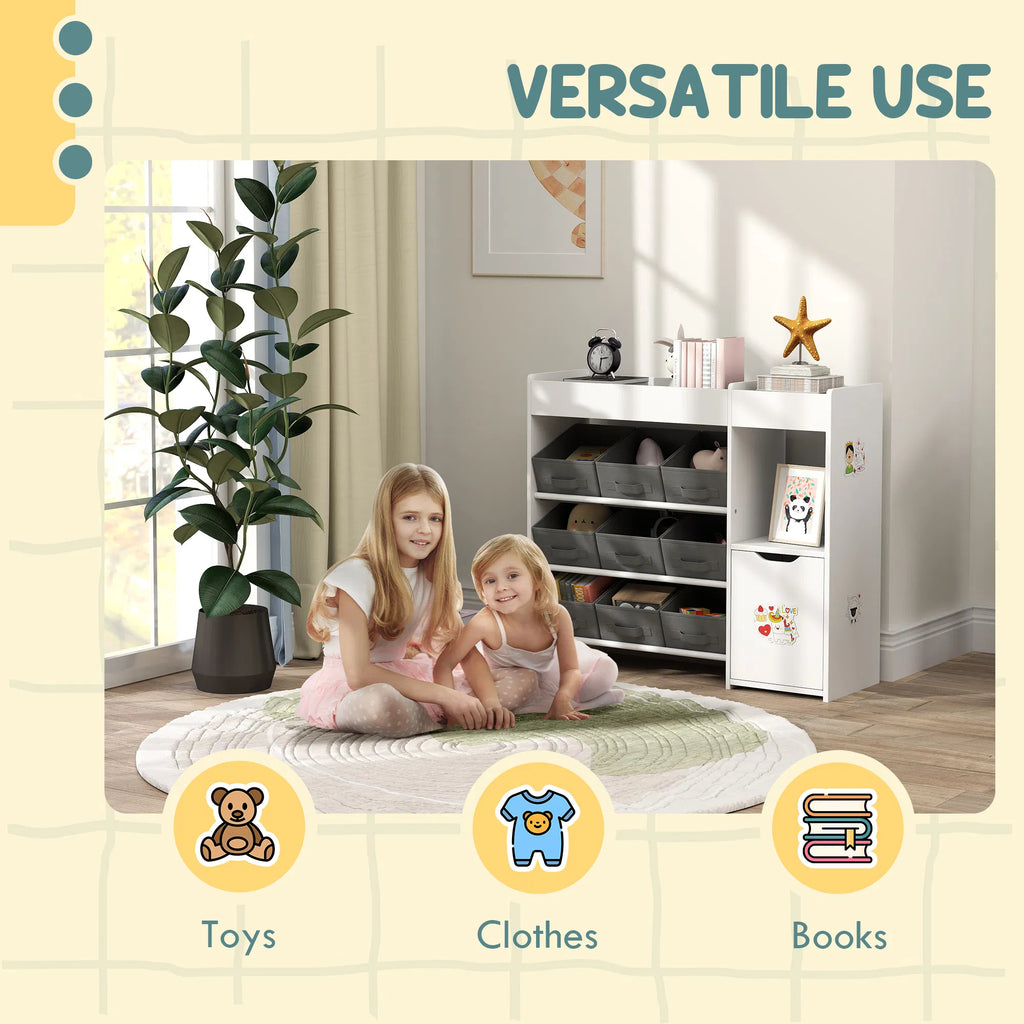Toy Storage Organizer with 9 Non Woven Fabric Boxes Storage Cabinet & Shelves - Image 5