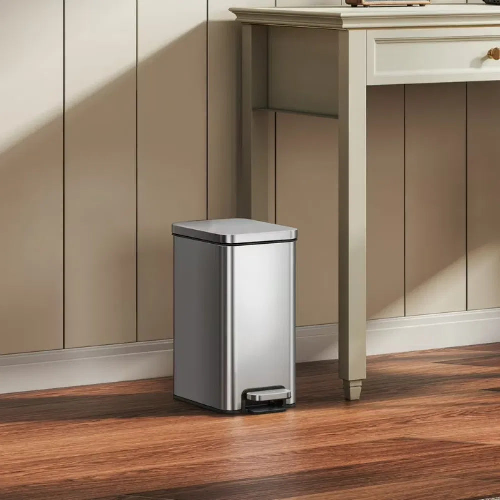 Bedroom / Office Trash Can 2.6 Gallon Small Stainless Steel Step Garbage - Image 5