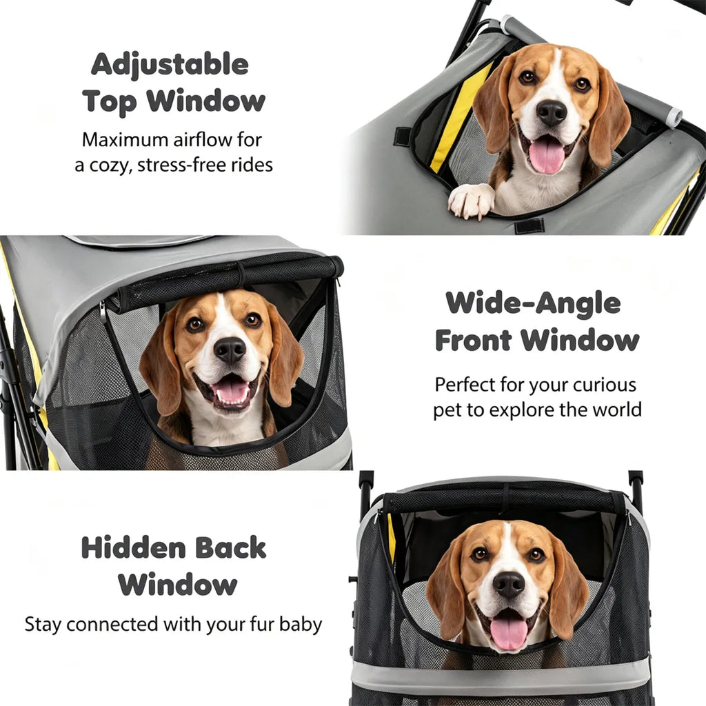 220LBS Large Capacity Dog Stroller Foldable Pet Stroller with 360 Swivel - Image 2