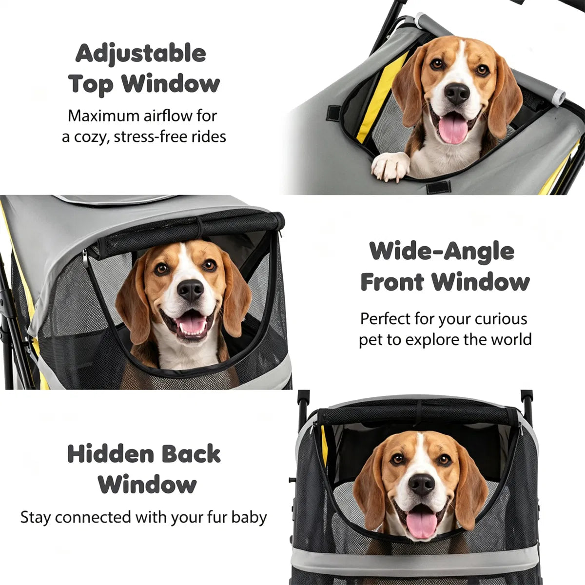 220LBS Large Capacity Dog Stroller Foldable Pet Stroller with 360 Swivel - Image 2