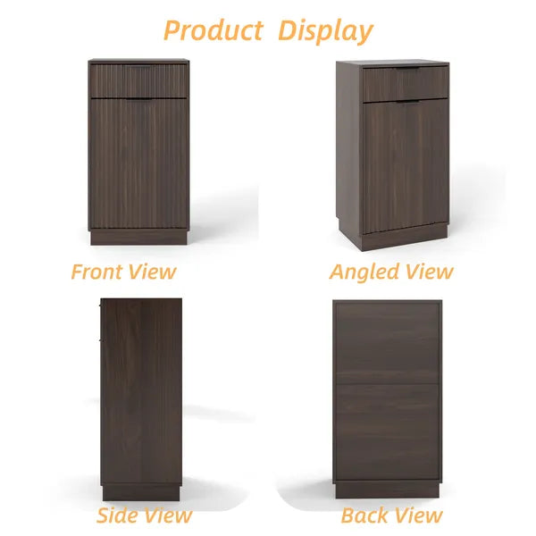 10 Gallon Woodgrain Tilt Out Trash Can Cabinet Wooden Garbage Recycling - Image 4