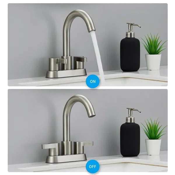Bathroom Faucet 2 Handle Centerset Bathroom Sink Faucet with Pop Up Drain - Image 2