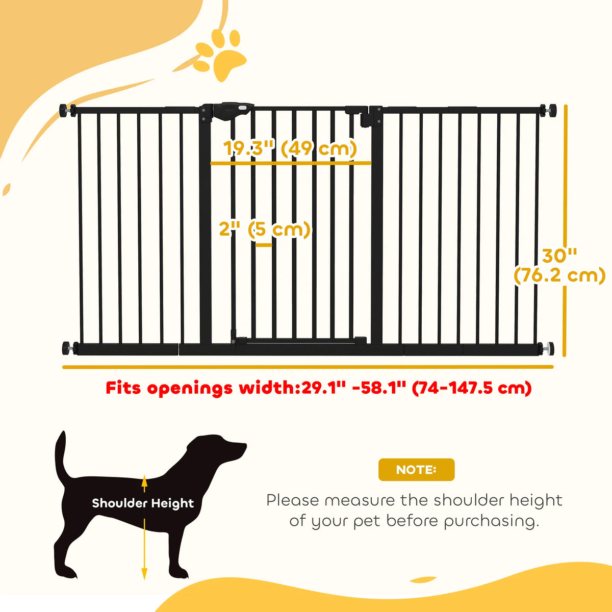 Pet Gate with Door Dog Gate and Barrier Indoor for Stairs Includes 7" 8" 12" - Image 2