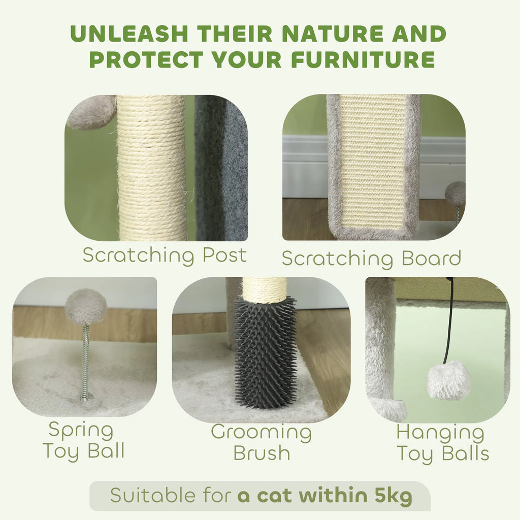 41 Inch Cat Tree with Scratching Posts Cat Bed Condo Grooming Brush Jumping - Image 2