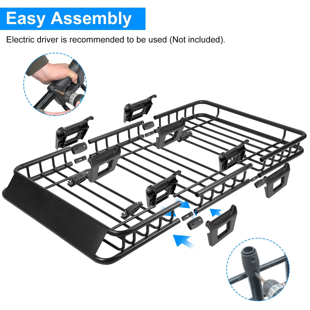 63x39x6.3in Universal Roof Rack Cargo Carrier Car Top Luggage Holder Basket - Image 5
