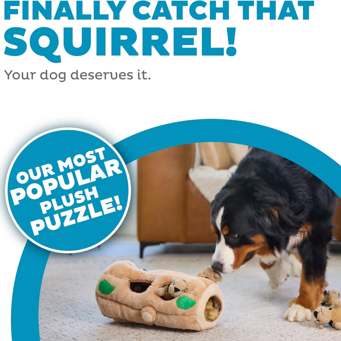 Squirrel Dog Toy Interactive 2in1 Plush Puzzle With 6 Squeaky Removable Squirrels - Image 5