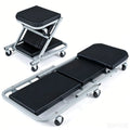 40" 2 in 1 Mechanic Creeper Seat with 360 Swivel Casters Heavy Duty Metal