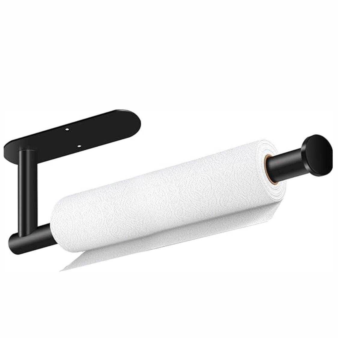 Black Self Adhesive Paper Towel Holder Under Cabinet Kitchen Roll Storage Rack - Image 3