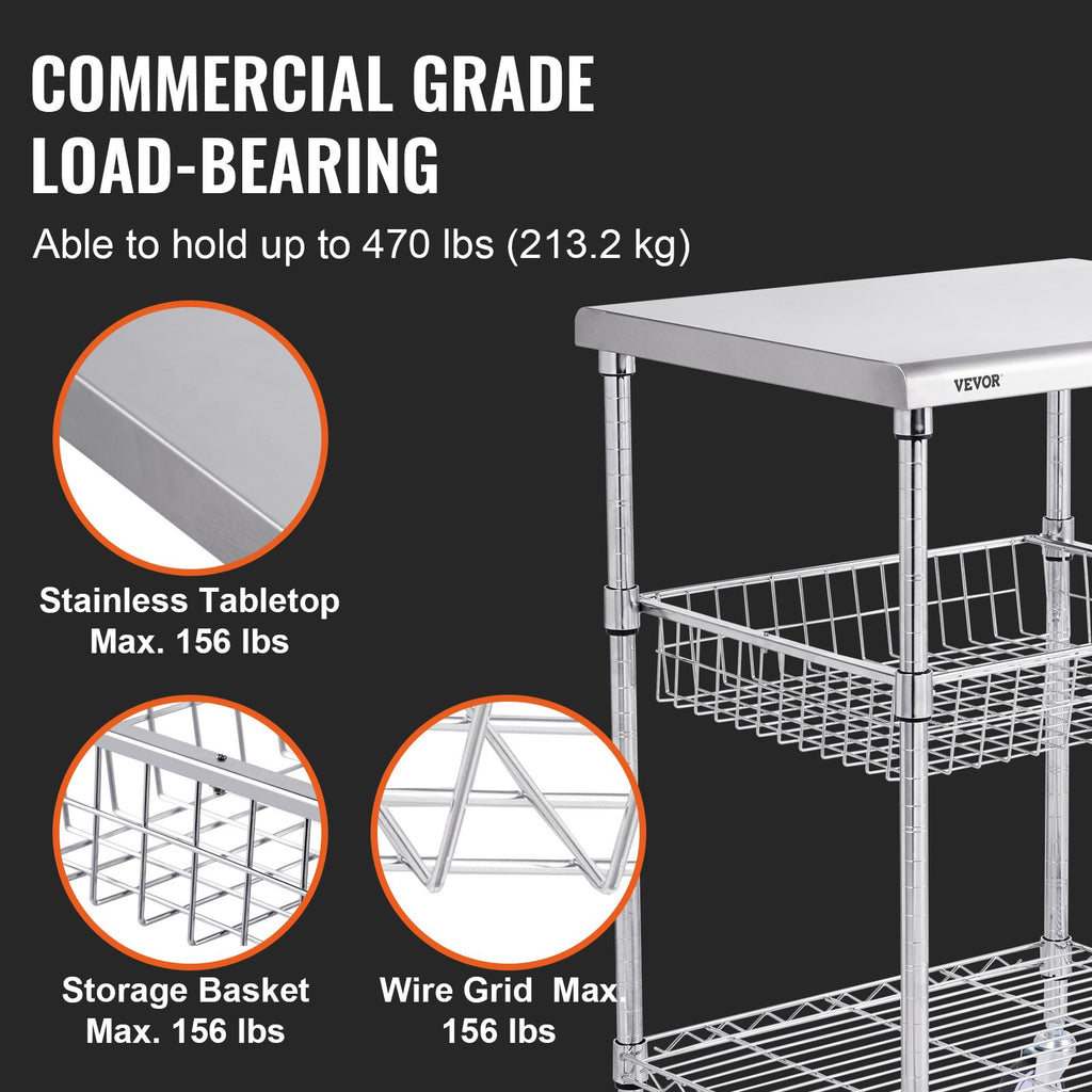 3-Tier Heavy-Duty Rolling Utility Cart
