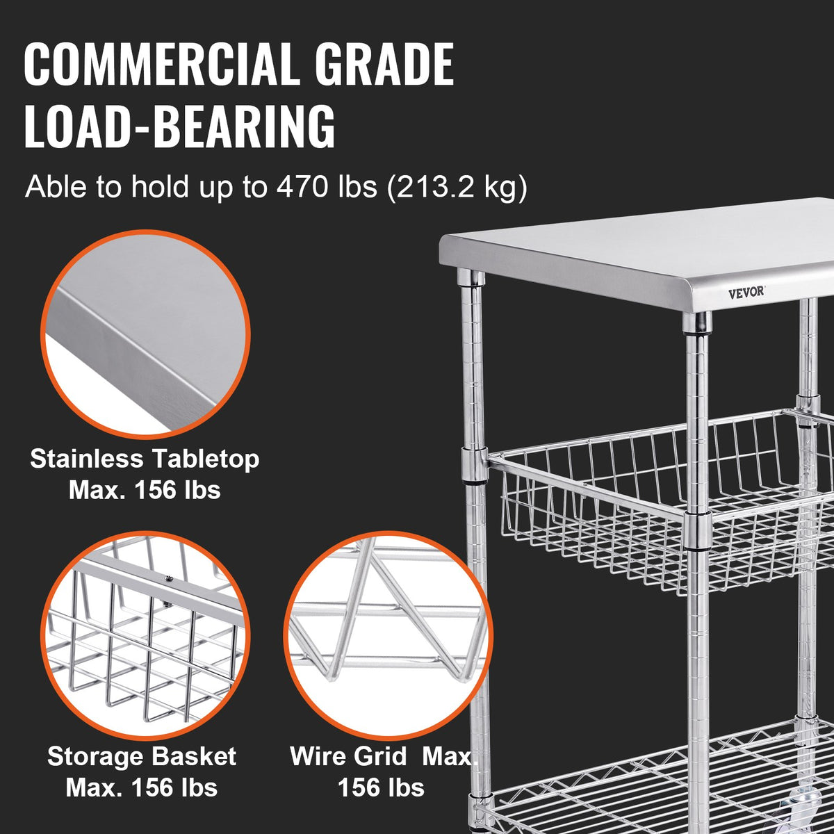 3-Tier Heavy-Duty Rolling Utility Cart