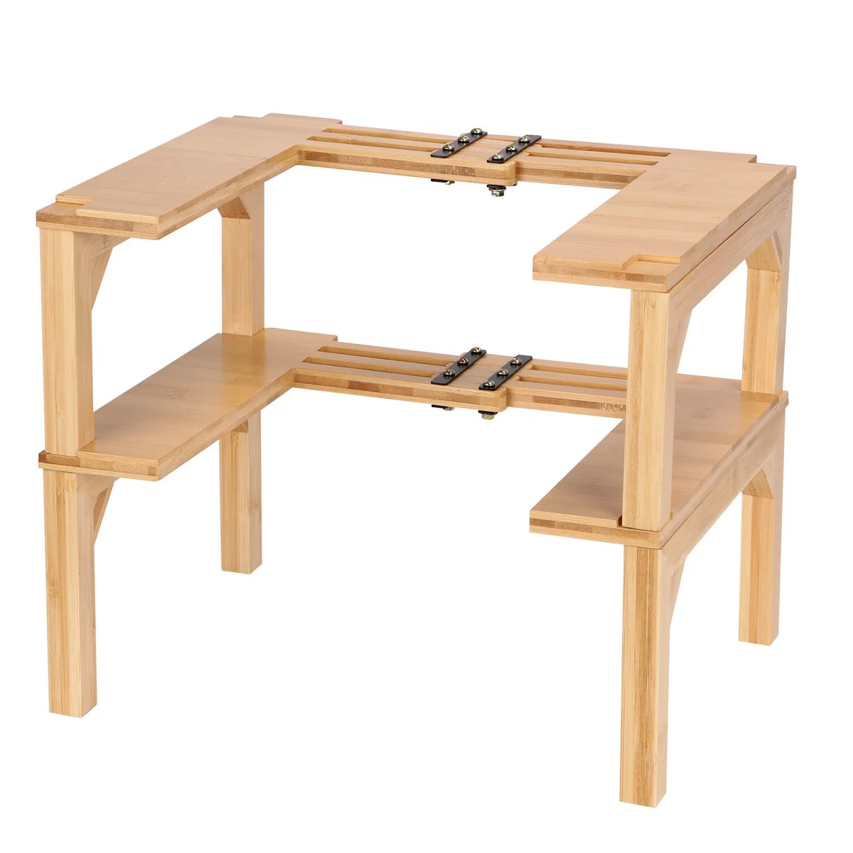 2 Tier Kitchen Spice Rack Expandable Bamboo Spice Organizer Cabinet Stackable - Image 3
