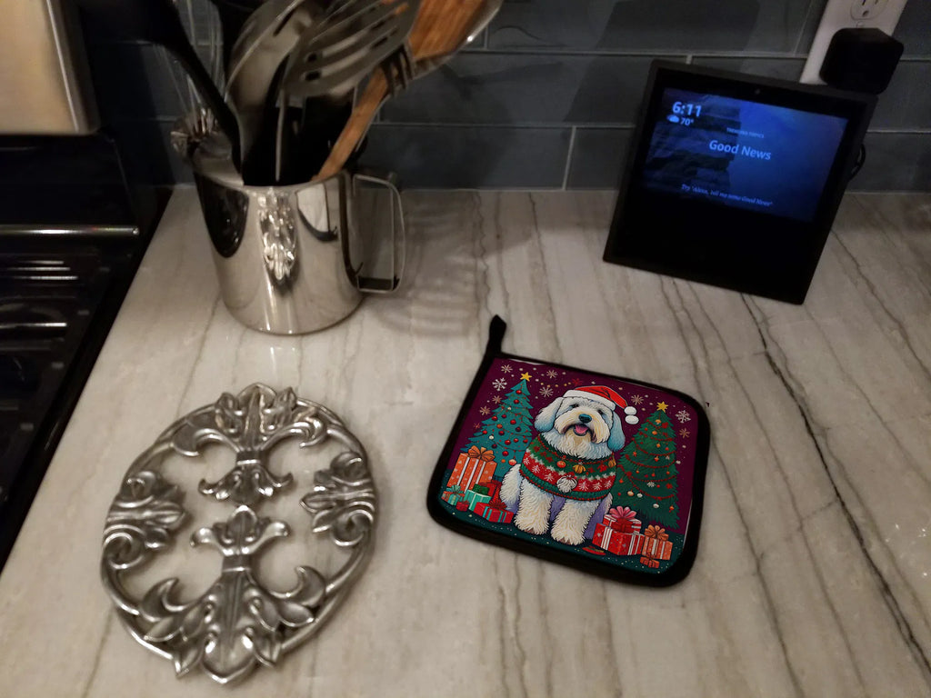 Old English Sheepdog Christmas Pair of Pot Holders Kitchen Heat Resistant Pot - Image 2