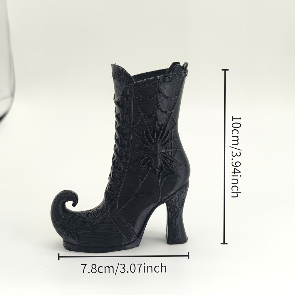 3D Printed Gothic Spiderweb Boot Pen Holder Halloween High Heel Desk - Image 3