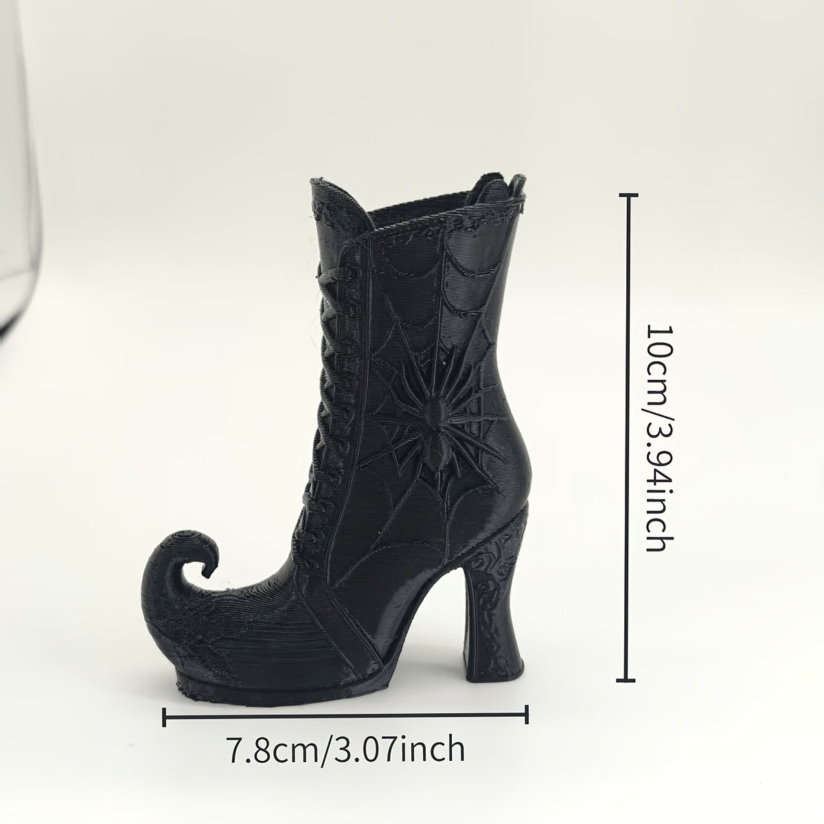 3D Printed Gothic Spiderweb Boot Pen Holder Halloween High Heel Desk - Image 3