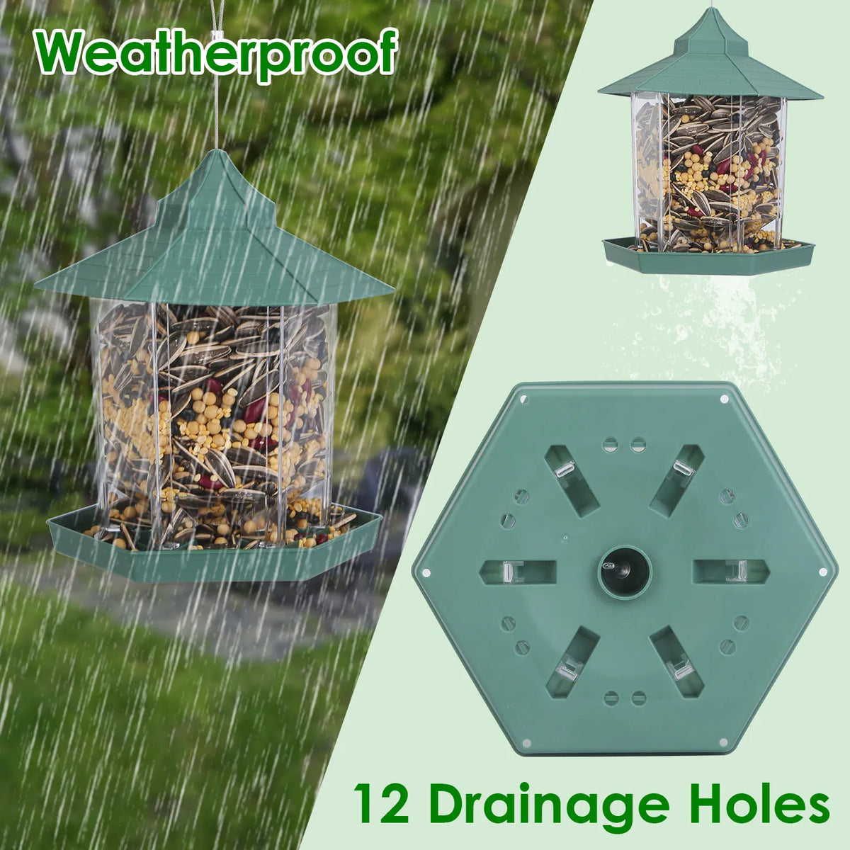 Hanging Gazebo Wild Bird Feeder Outdoor Bird Seed Station with Large Capacity 6 - Image 5