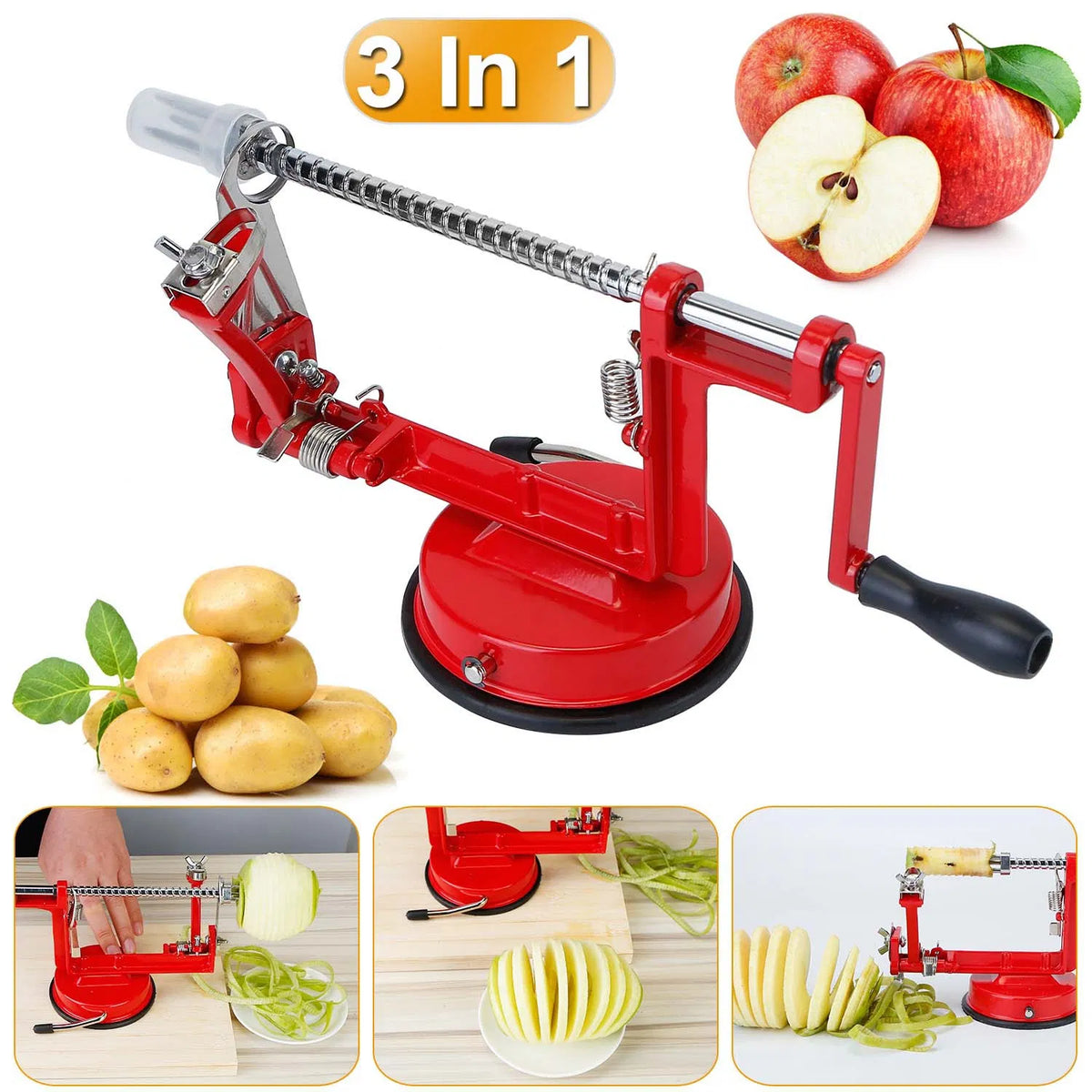 3 in 1 Apple Peeler Slicer Corer with Stainless Steel Blade Zinc Alloy Hand - Image 5