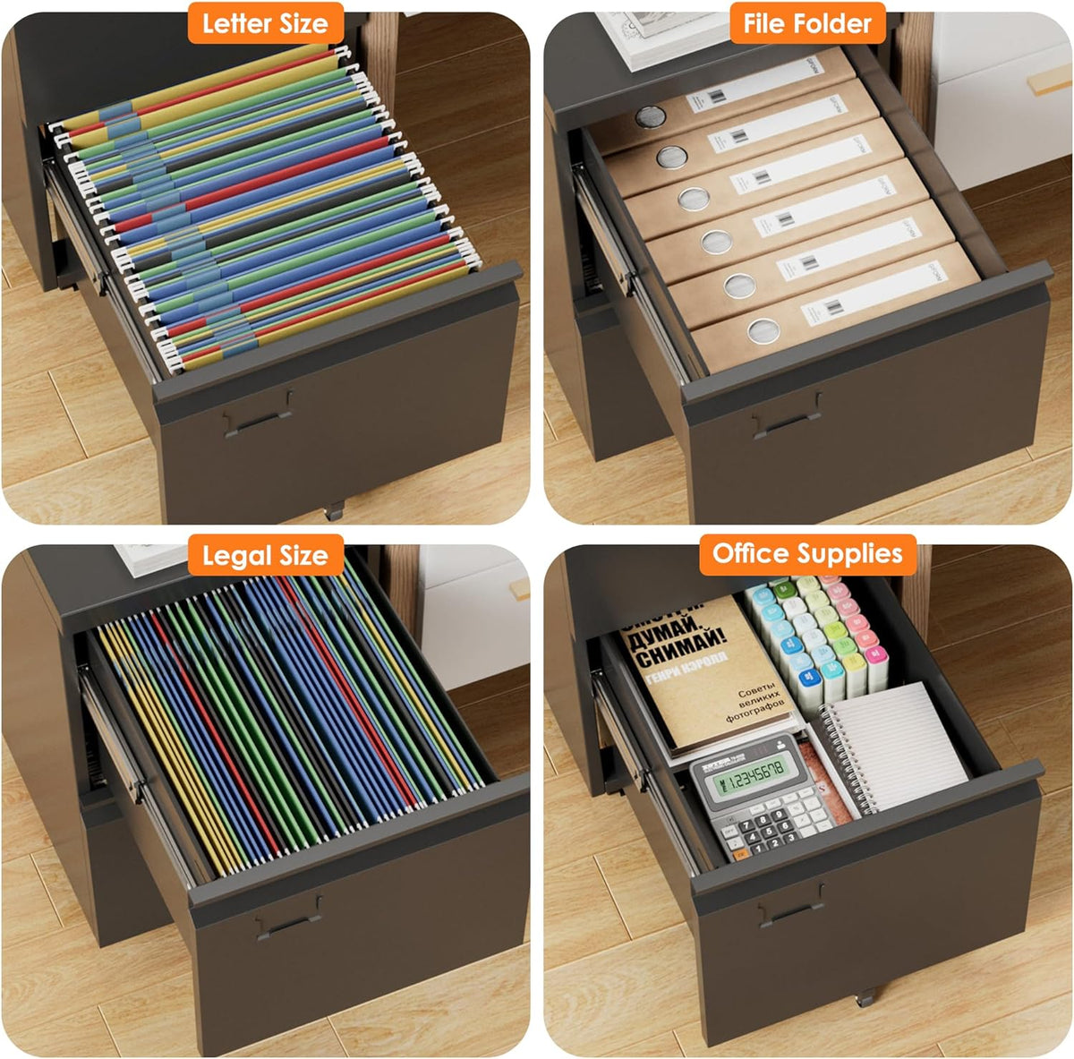 2-Drawer Mobile File Cabinet for Home Office