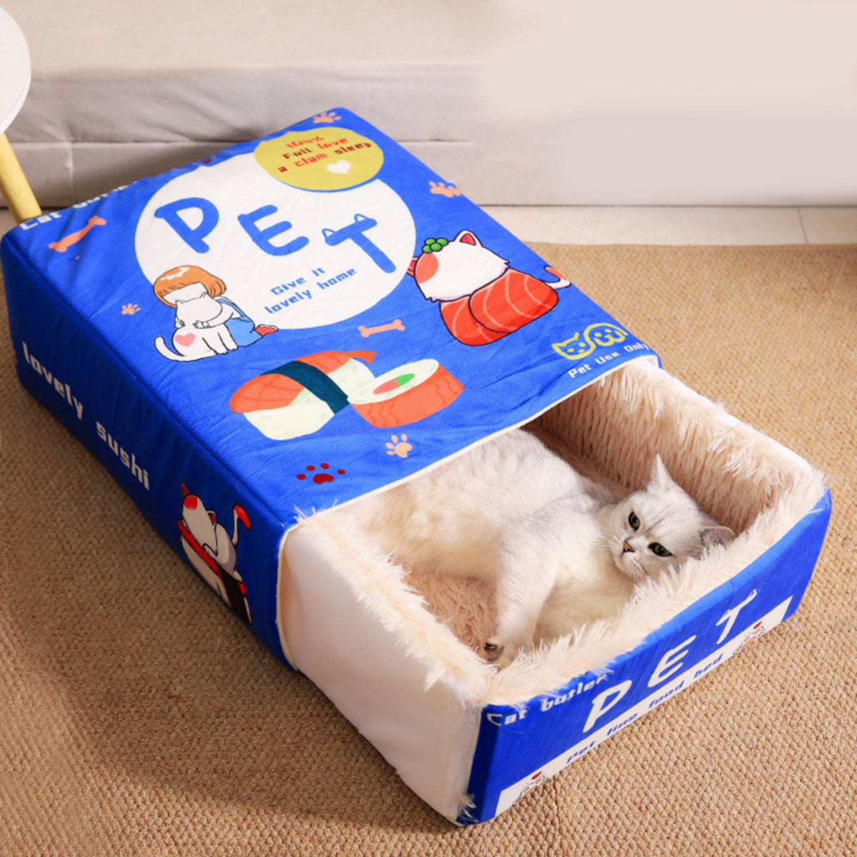 Snack Box Cat Bed Cartoon Rectangular Fully Enclosed Four Season Universal - Image 3