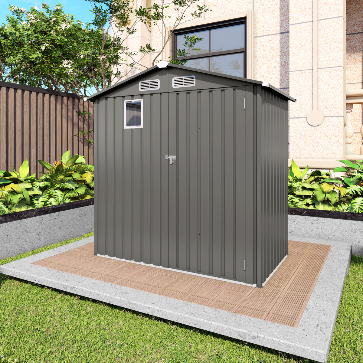 6x3.6 Gray Metal Outdoor Storage Shed