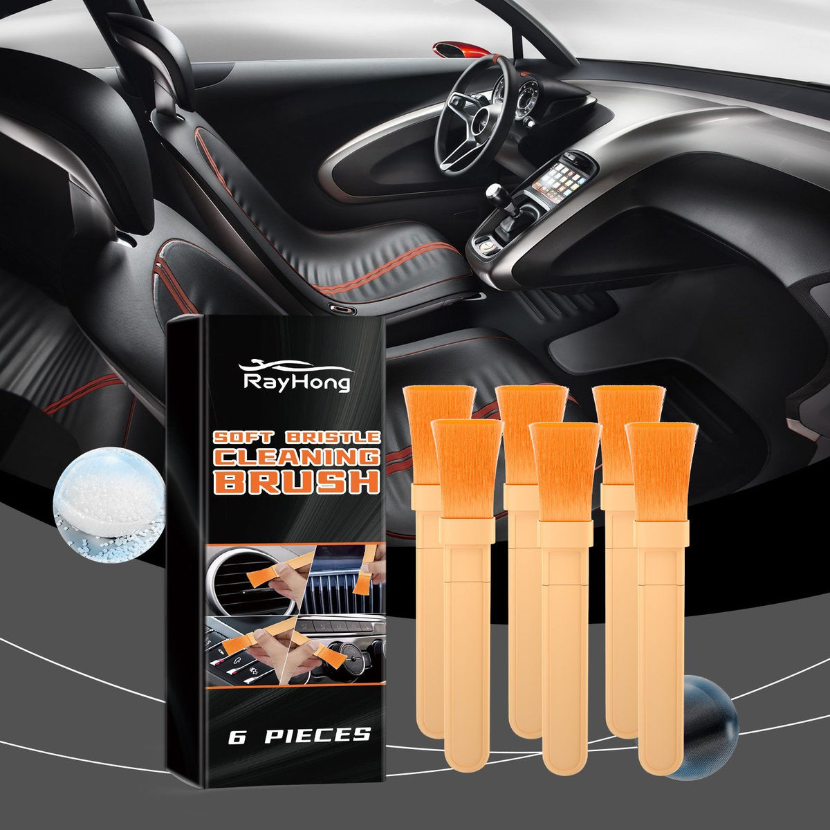 RAYHONG Automotive Detailing Brush Set 6 Pieces - Image 3