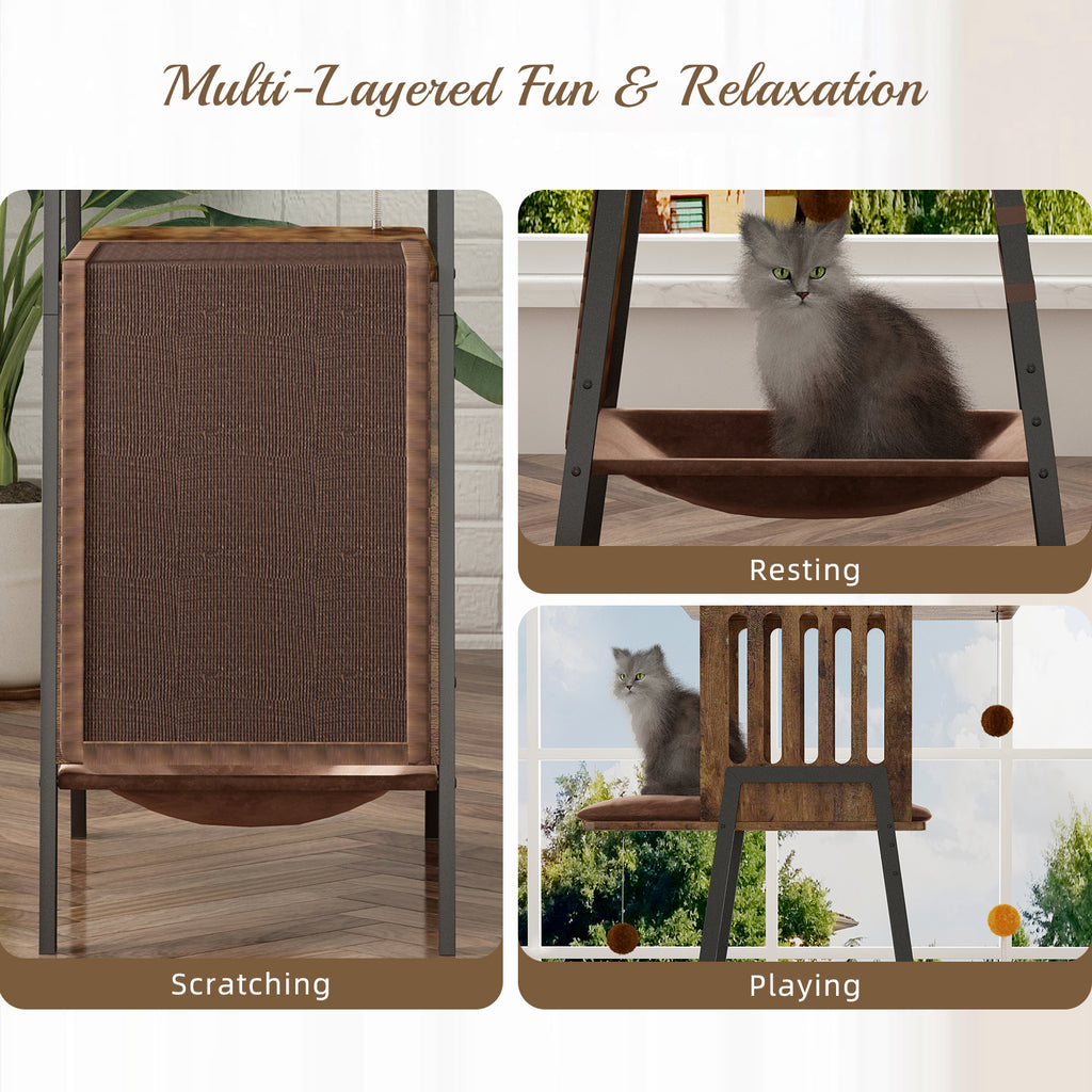 Modern Cat Tree 58 Inch Cat Tower for Large Cats Maine Coon Cat Tree with