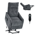 Grey Chenille Single Motor Power Lift Recliner Chair with Massage and Heat for