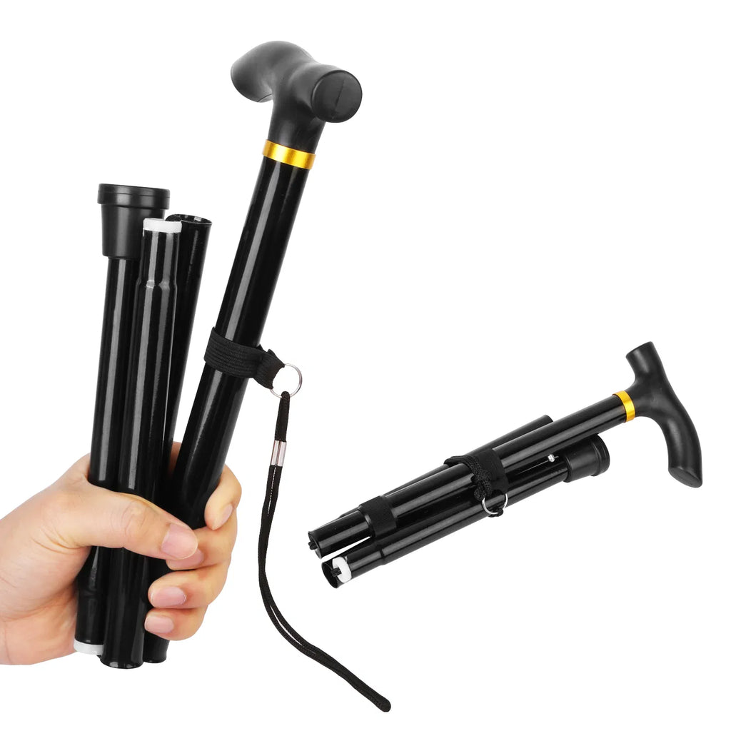 Walking Cane Aluminum Alloy Walking Stick Adjustable Folding Travel Hiking Stick - Image 3
