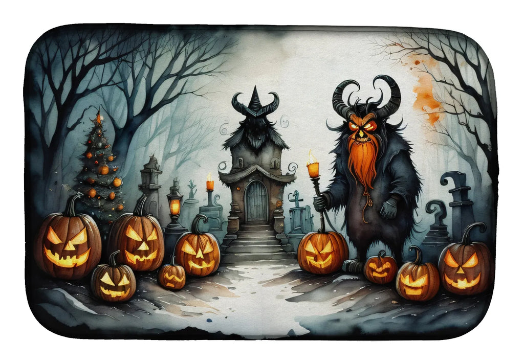 Krampus The Christmas Demon Spooky Halloween Dish Drying Mat Absorbent Dish