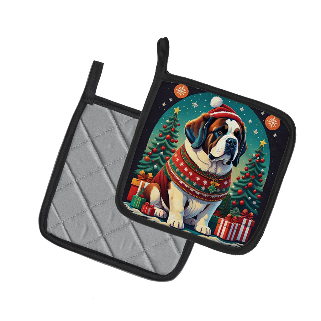 Saint Bernard Christmas Pair of Pot Holders Kitchen Heat Resistant Pot Holders - Image 5
