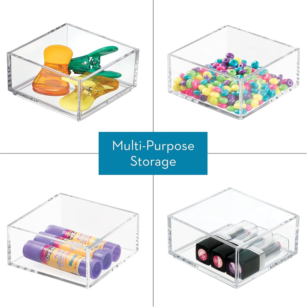 Plastic Makeup Drawer Organizer Clear Set Of 3 Cosmetic Storage Trays For - Image 5