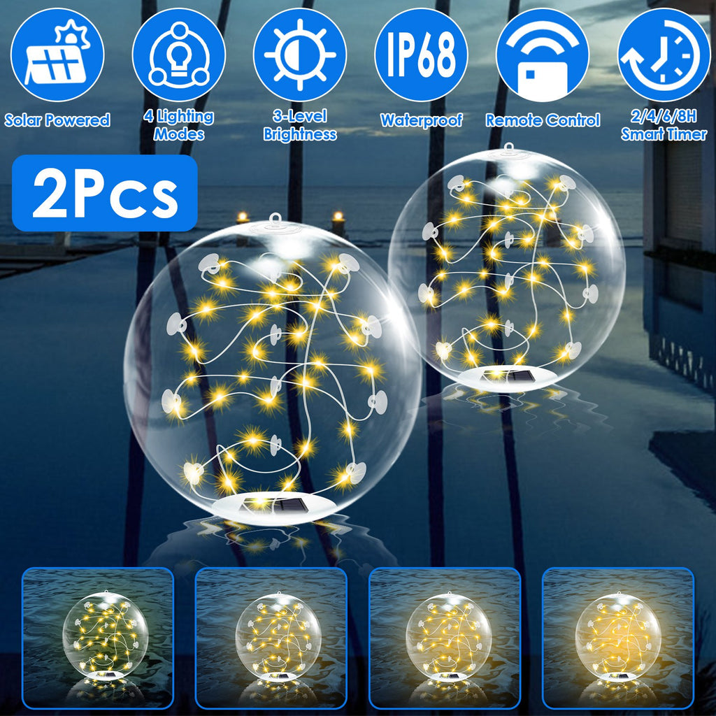 2Pcs Floating Pool Lights 14in Solar Powered Pool Balls IP68 Waterproof - Image 4