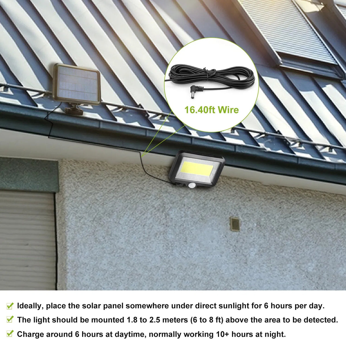 Outdoor Solar Wall Light Motion & Light Sensor Activated 100 LED Beads IP65