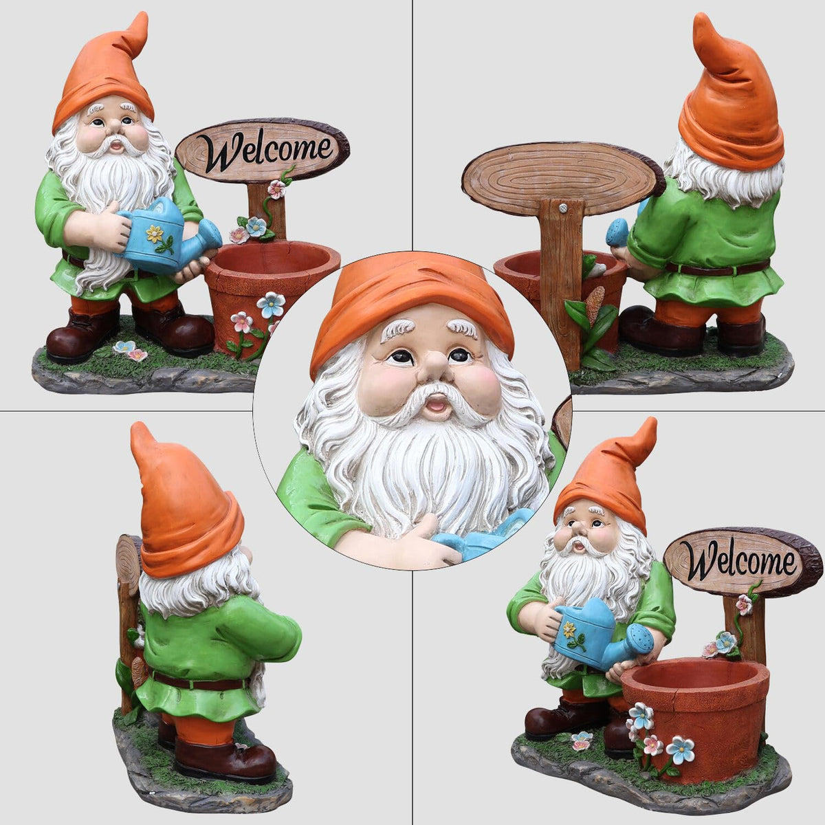 Outdoor Garden Sculpture Gnome Flower Pot Planter Unique Yard Statue - Image 4