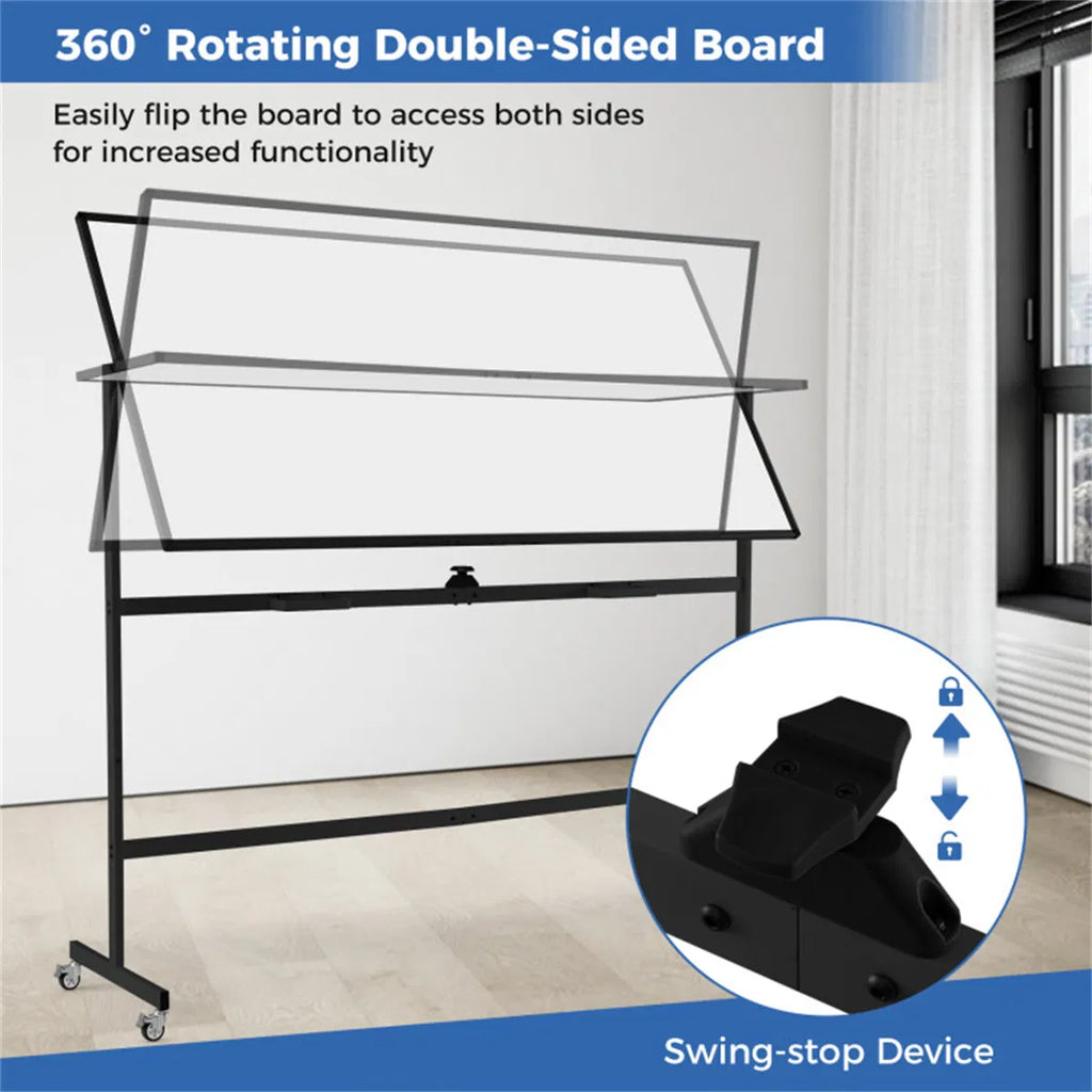 360° Rotating Double Sided Magnetic Whiteboard 182.88×91.44cm Writing Surface - Image 2