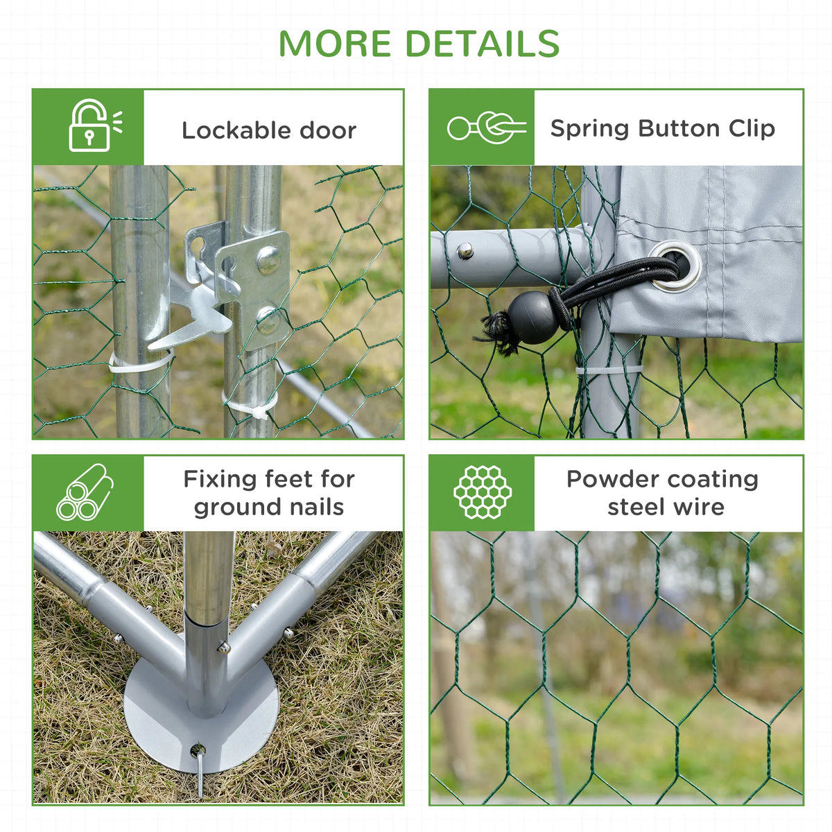 Galvanized Large Metal Chicken Coop Cage Walk in Enclosure Poultry Hen Run - Image 5