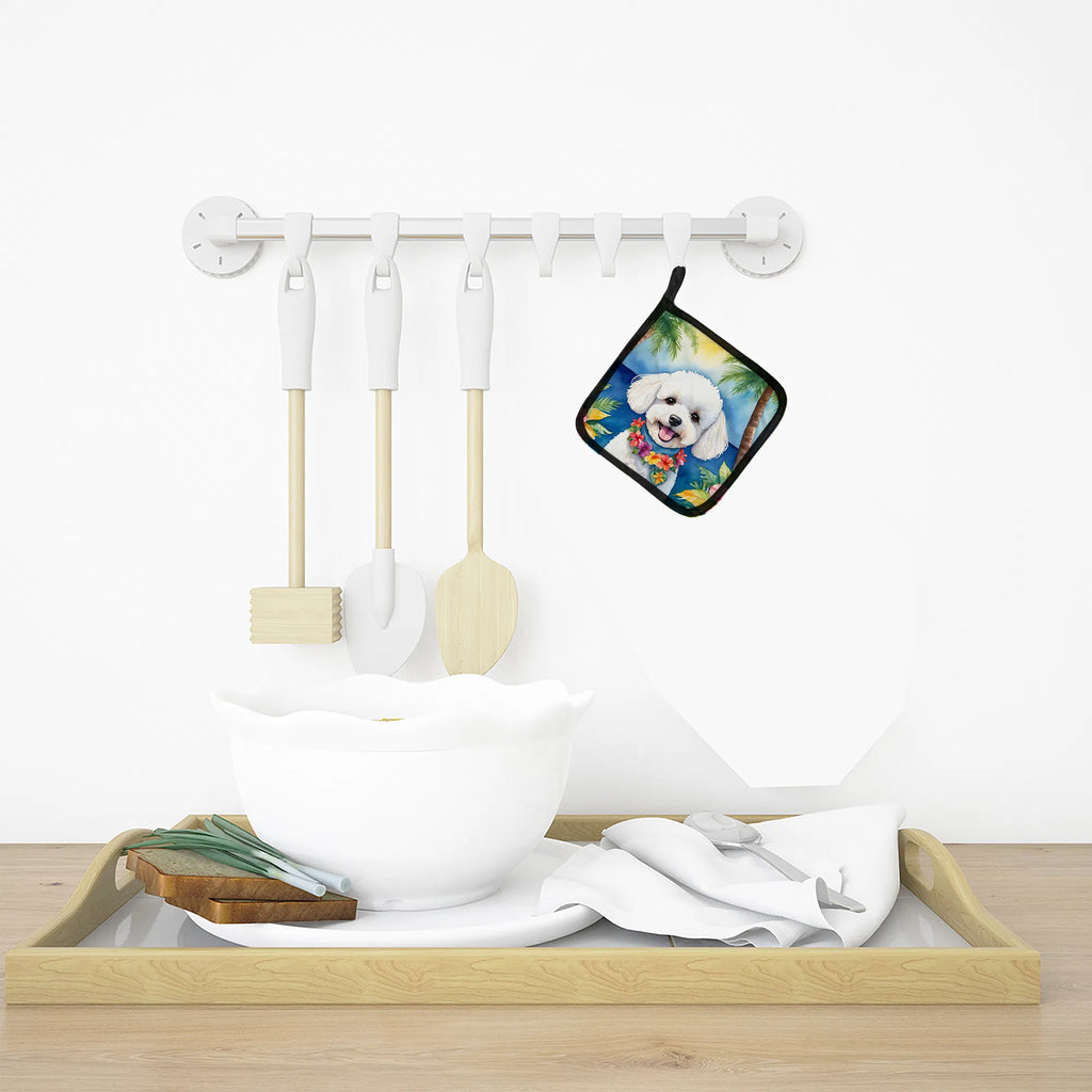 Bichon Frise Luau Pair of Pot Holders Kitchen Heat Resistant Pot Holders Sets - Image 3