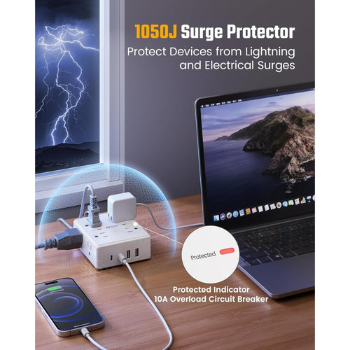 10ft extension cord with multiple detail and structure