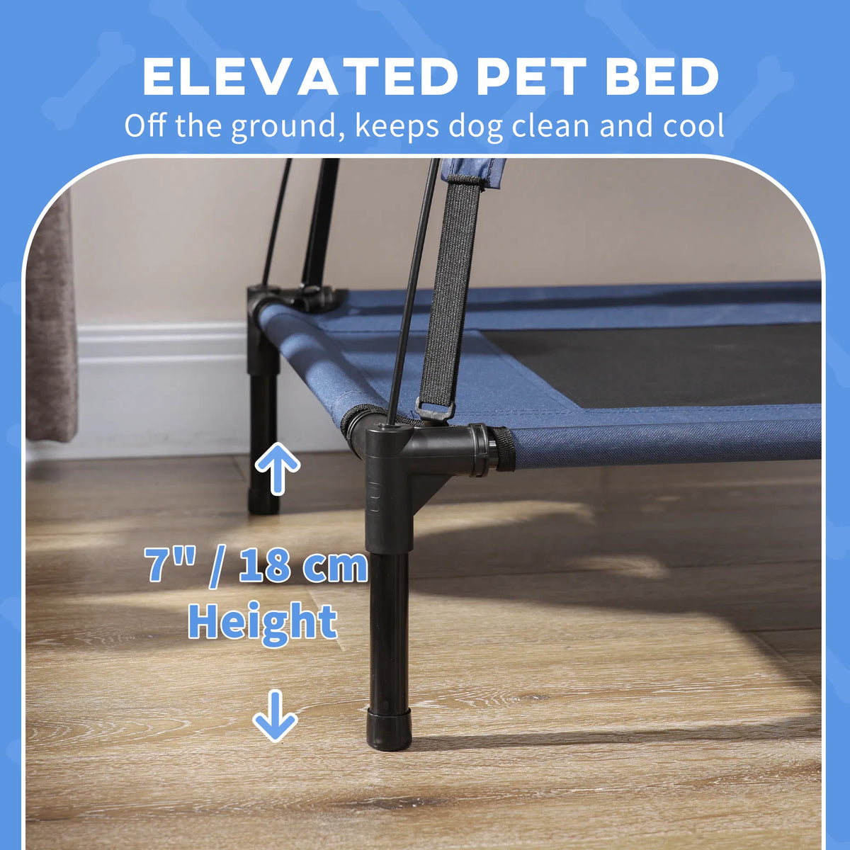 Elevated Dog Bed with Canopy Portable Raised Dog Cot for L Sized Dogs Indoor