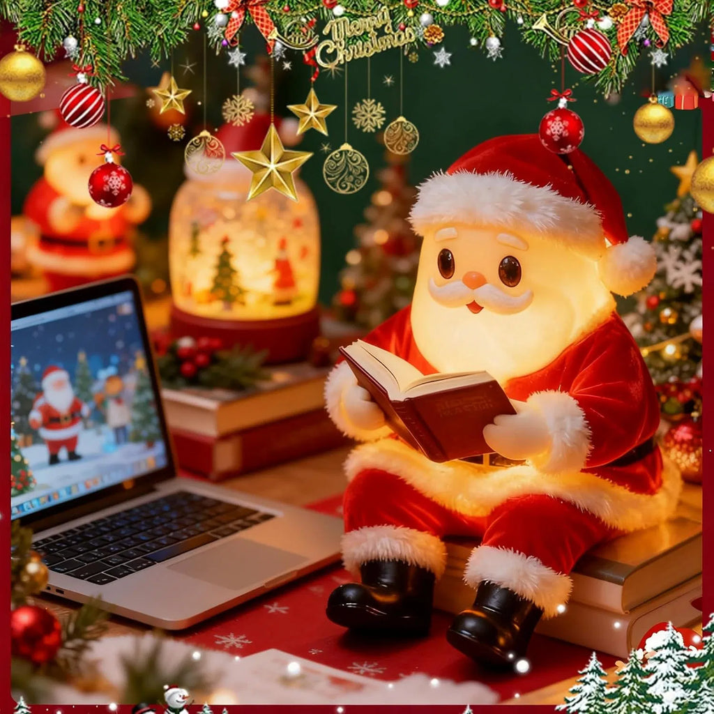 Santa Claus Reading Book Lamp Christmas Santa Reading Book Lamp Cute Light Up - Image 5