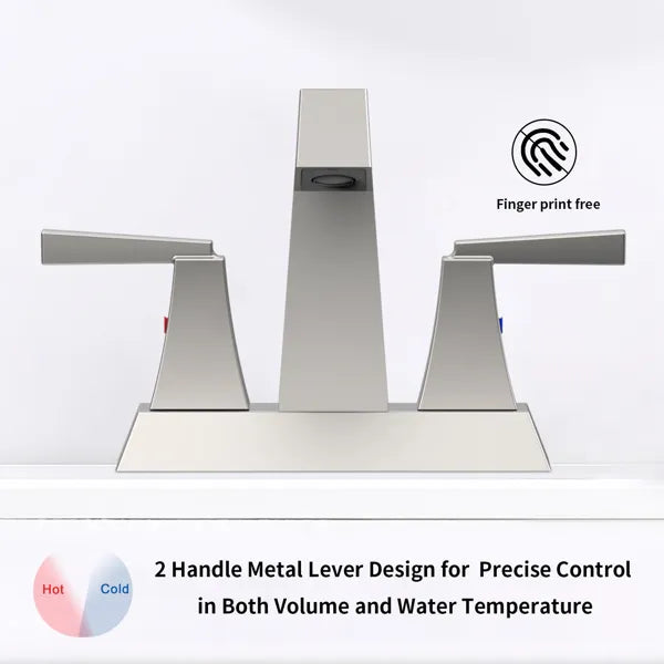 2 Handle Bathroom Sink Faucet Brushed Nickel 4 Inches Centerset Vanity Faucet 3