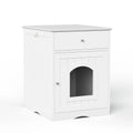 Wooden Pet House Cat Litter Box Enclosure with Drawer Side Table Indoor Pet
