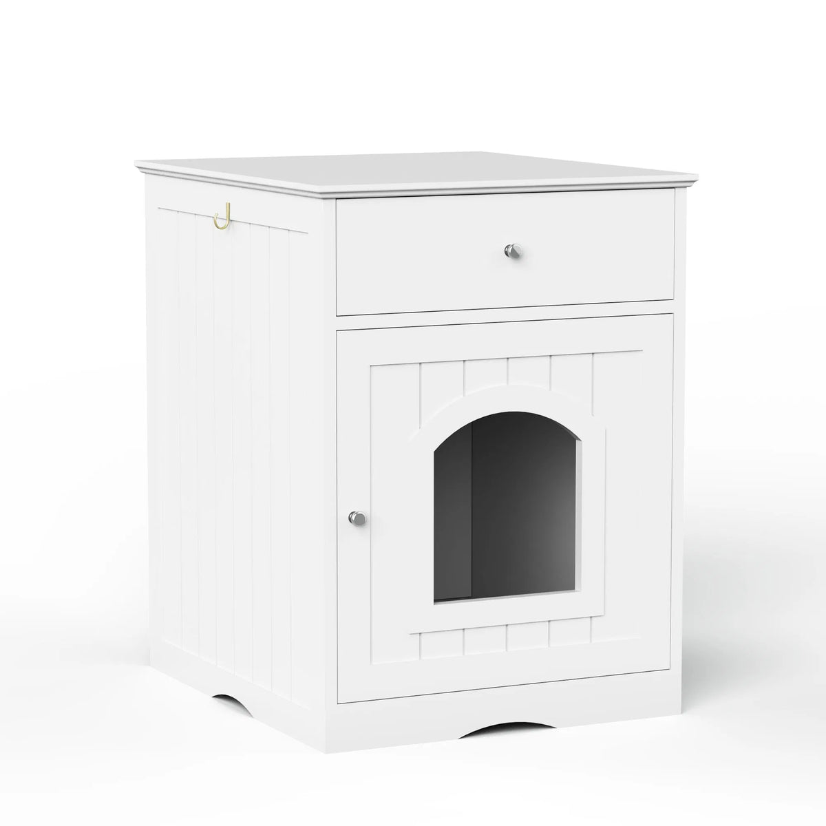 Wooden Pet House Cat Litter Box Enclosure with Drawer Side Table Indoor Pet
