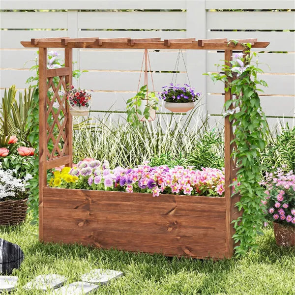 Natural Pine Wood Raised Garden Bed 100% Solid Pine Construction & Hanging