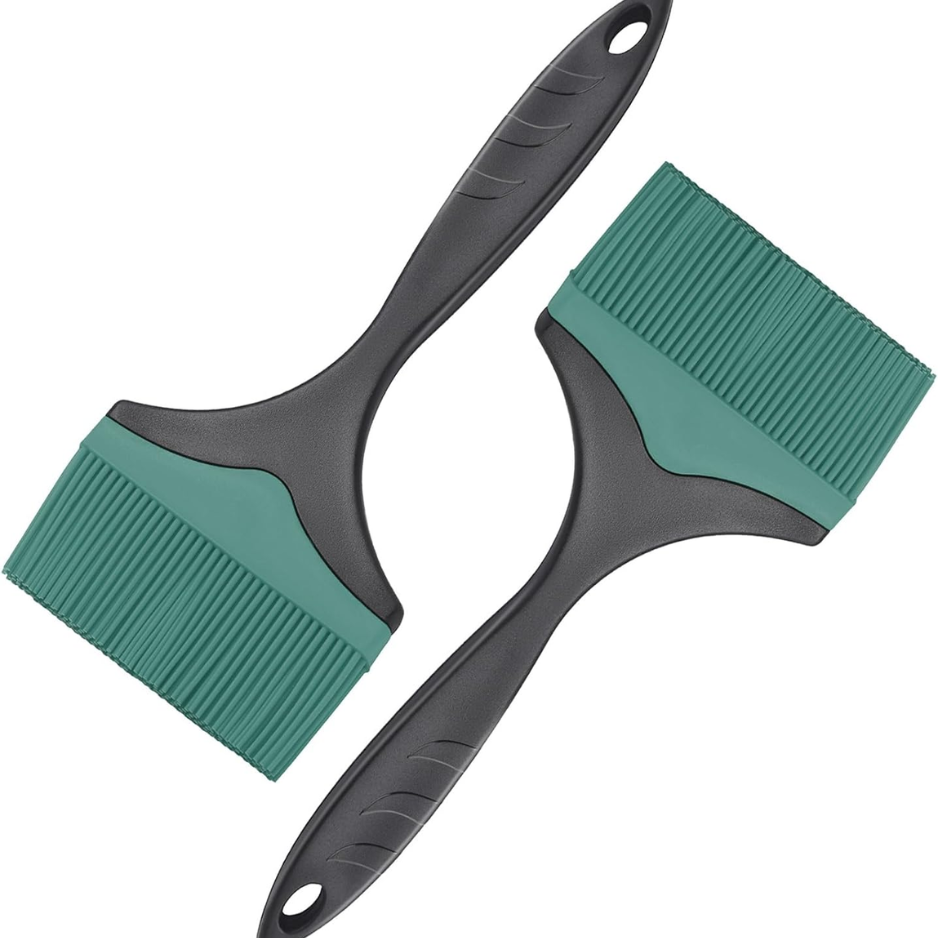 2 Pack Extra Wide Silicone Grill Basting Brushes Green 3.95 Heat Resistant Oil - Image 3