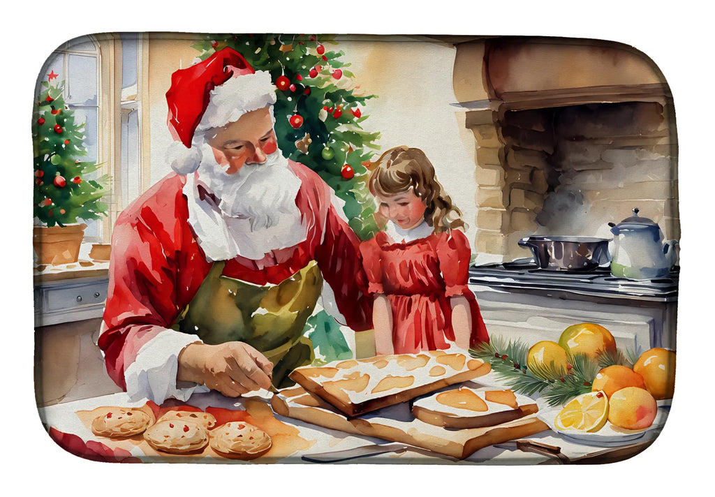 Cookies with Santa Claus Dish Drying Mat Absorbent Dish Drying Mat Pad for - Image 4